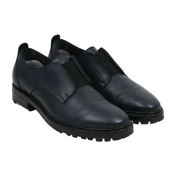 Lanvin Men\'s Navy Blue Black Leather Work Derby Slip On Oxford Shoes L10 US 11 Black Lanvin Signature Leather Oxford Shoes | Lanvin main image 2